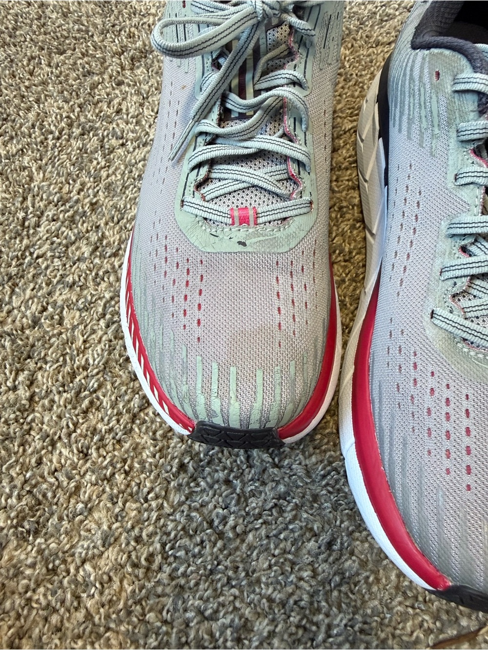 Hoka clifton 5 size 11 Grey and Red Men's Running Shoes - Picture 7 of 8